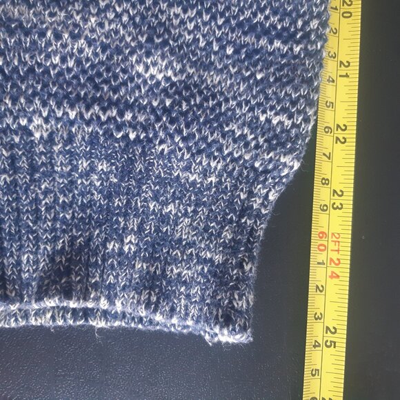 Pierre Cardin Blue & White 100% Cotton Sweater 4 Button, Partial Placket Zipper - Picture 12 of 15